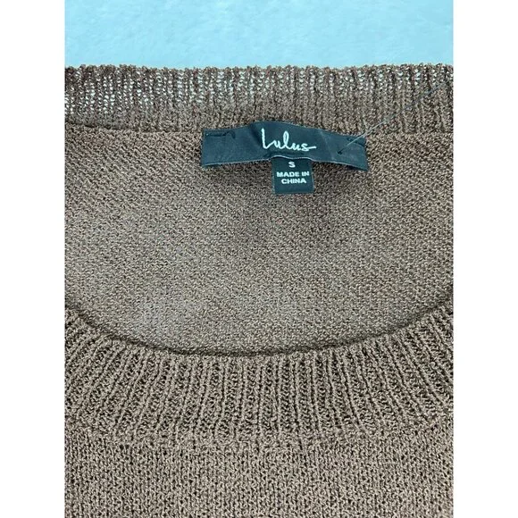 NWT Lulus Sweater Small Lightweight Acrylic Knit Womens Brown Pullover - Picture 2 of 11